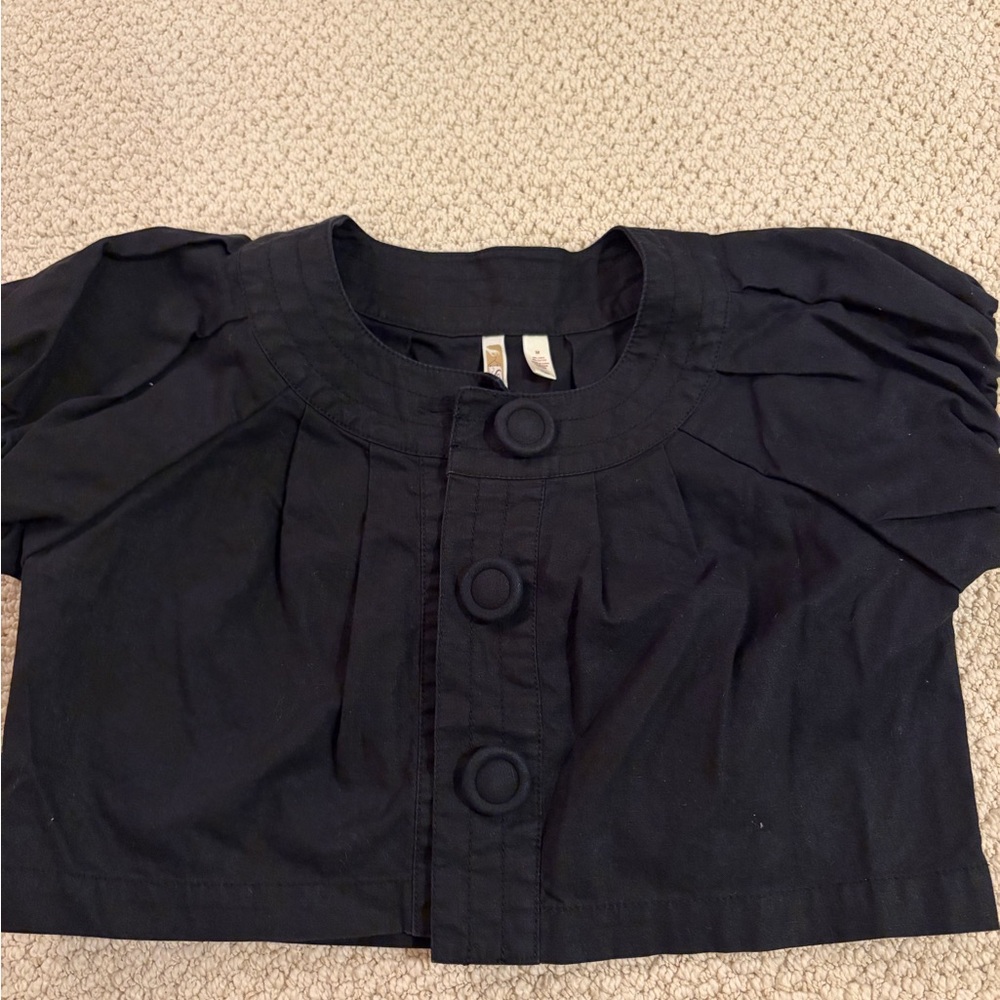 Black Button-Front Bolero Shrug xs